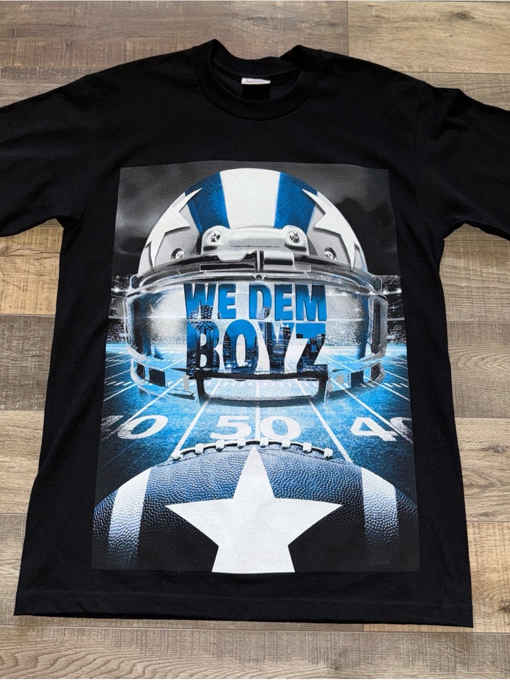 Mens Black Graphic Football Tee - "We Dem Boyz"new old stock large